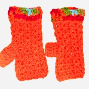 Handmade Italian Orange Mittens Made by the little old lady next door